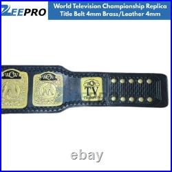 World Television Championship Replica Title Belt 4mm Brass/Leather 4mm