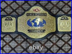 World Television Championship Replica Title Belt 4mm Brass/Leather 4mm
