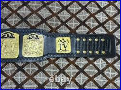 World Television Championship Replica Title Belt 4mm Brass/Leather 4mm
