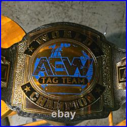 Wrestling AEW World Tag Team Championship Belt, Black Gold Blue Adult
