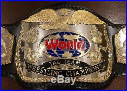 Wwf Logo Releathered Tag Team Fandu Championship Wrestling Belt Ultra Rare